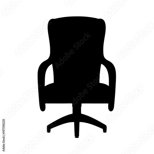Elegant office chair silhouette featuring armrests and a rolling base design