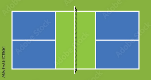 pickleball court vector, top view sports field layout.