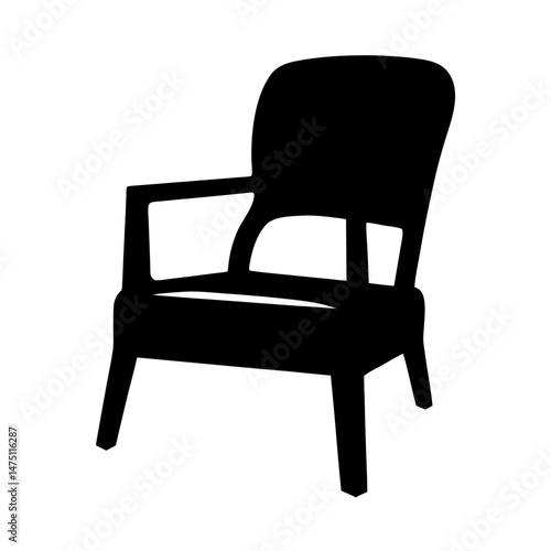 Silhouette of a traditional armchair with armrests and a curved backrest