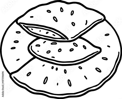 Stacked Flatbreads A Simple Line Drawing Illustration
