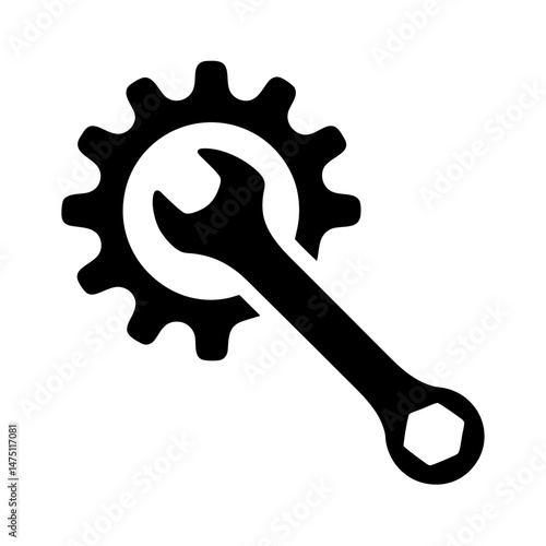 Gear and wrench icon represents mechanical repair and industrial engineering settings