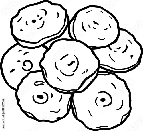 Sliced Cucumber Rounds A Simple Line Drawing