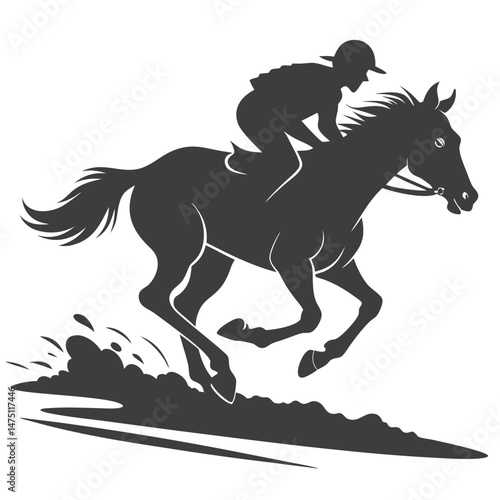 Black running horse silhouette vector illustration