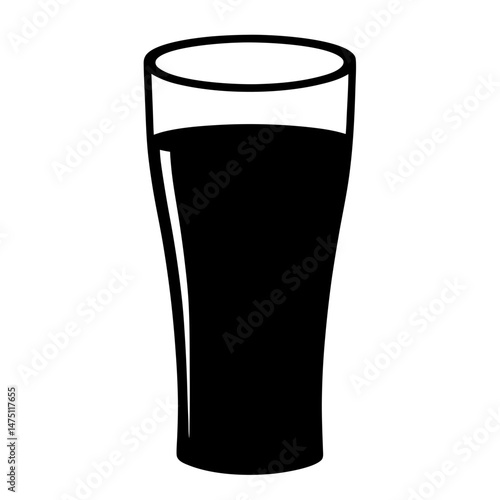 Full glass of dark beverage illustration with clean and graphic style
