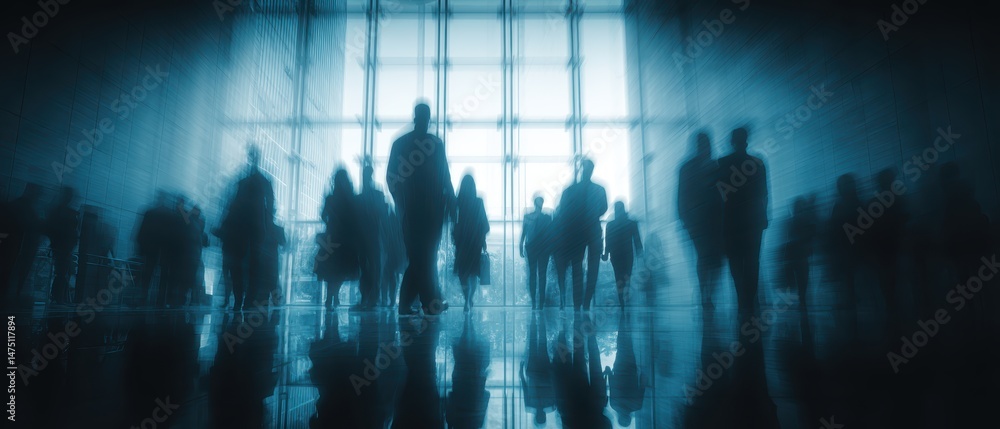 Background image of a group of business people meeting in a modern office lobby Background image of a group of business people meeting in a modern office lobby