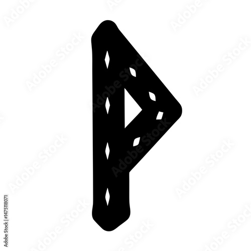 The Viking Rune Perthro depicted in bold black on a white background