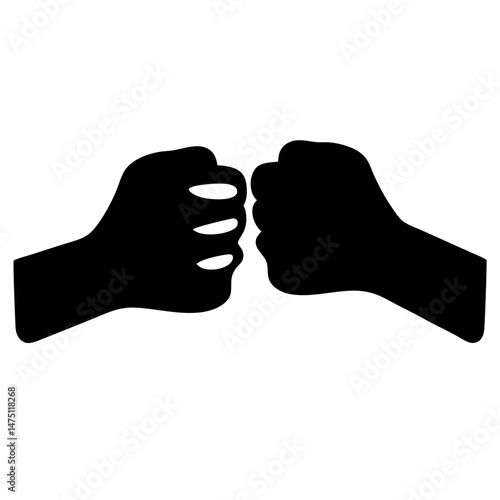 Black silhouette of two fists bumping in a gesture of agreement