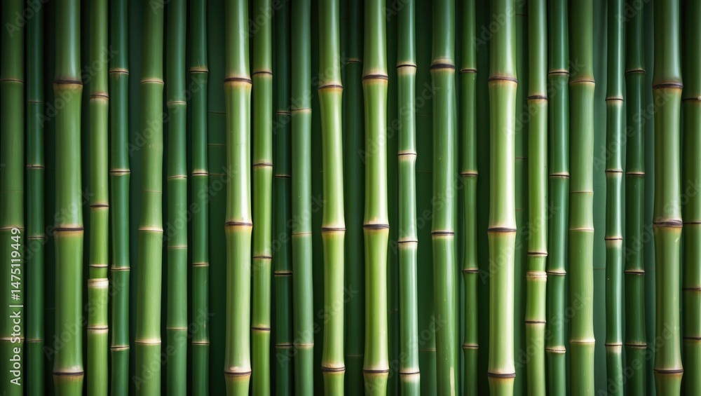 Obraz premium Bamboo wall with natural green texture and pattern