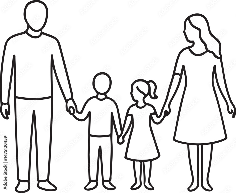 Single One-Line Drawing of a Happy Family — Continuous Line Art Silhouette on White Background
Single One-Line Drawing of a Happy Family — Continuous Line Art Silhouette on White Background