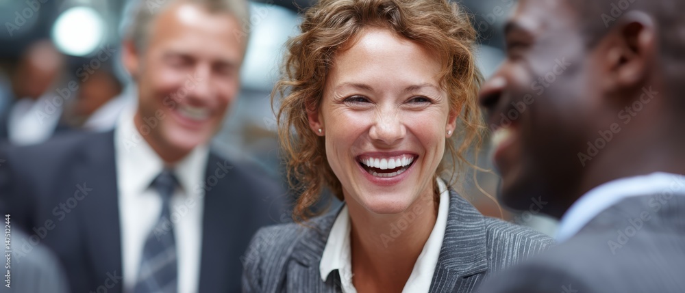 Obraz premium Positive business people talking about achievements in a workplace
