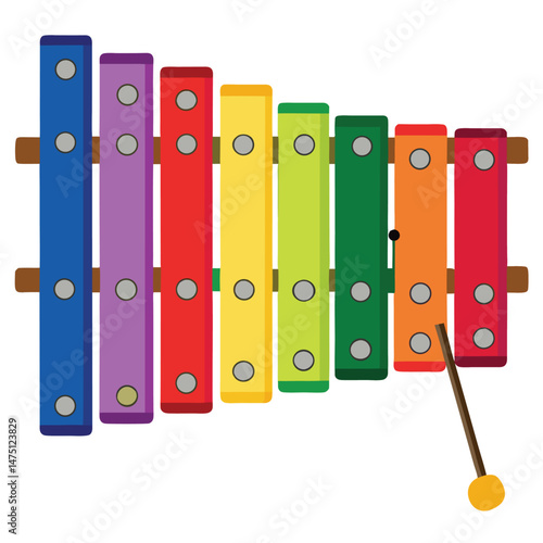 Six classic xylophone instrument on white background