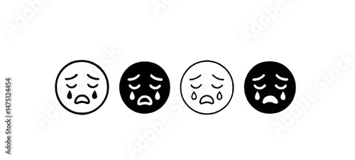 Weeping faces silhouette,Eyes with tears in totally sad mood, Melancholic feelings vector 