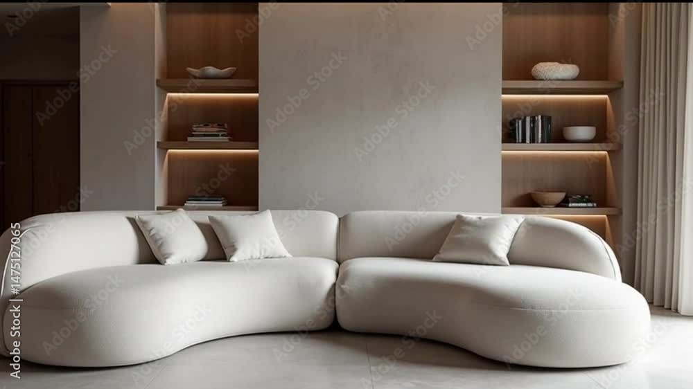 Sculptural Sofa in Soft Microcement Room Sculptural Sofa in Soft Microcement Room