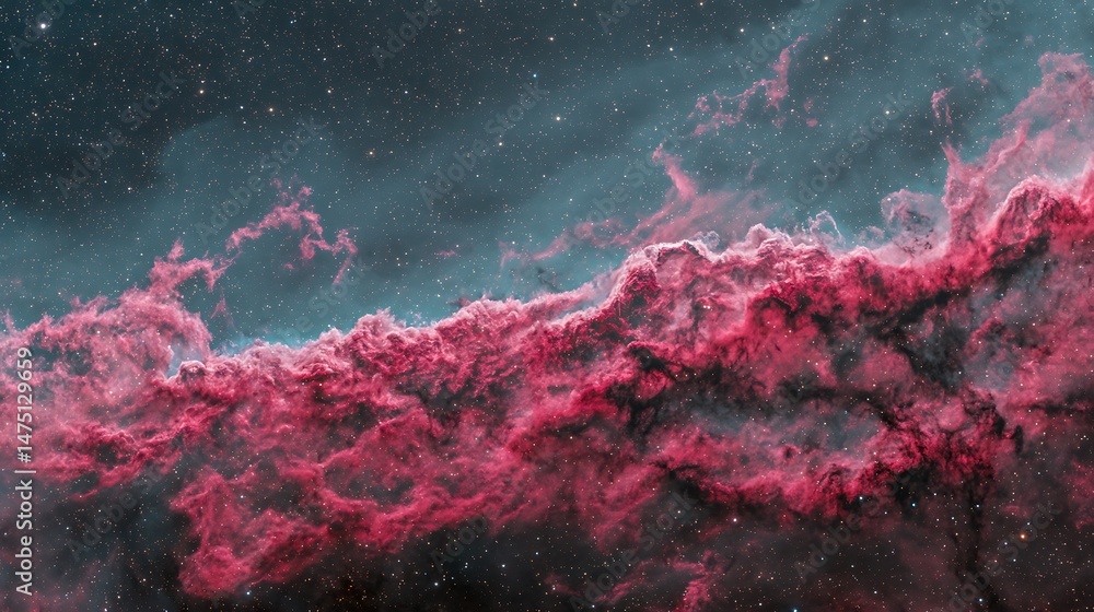 Fototapeta premium Cosmic clouds of vibrant pink and gray nebulae
