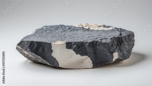 Isolated gabbro sample highlighting phenocrysts and mafic minerals in a building material context photo