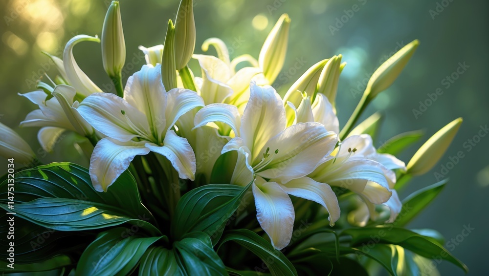 Fototapeta premium Tree adorned with white lilies and their fragrant blossoms