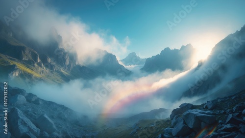 Fototapeta Naklejka Na Ścianę i Meble -  Mountain Peaks and the Brocken Spectre