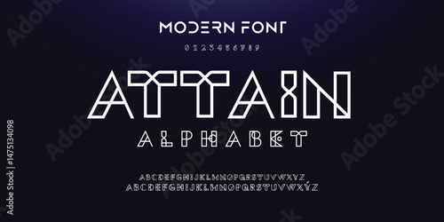 Creative Outilne modern urban alphabet font. Digital abstract moslem, futuristic, fashion, sport, minimal technology typography. Simple numeric vector illustration