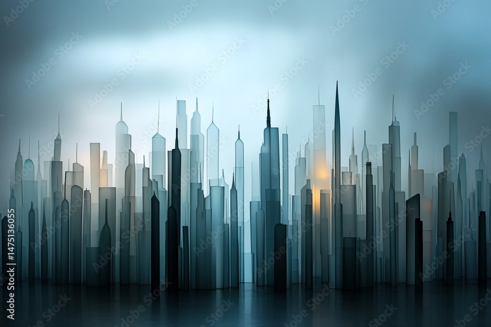 Fototapeta premium A glowing cityscape made entirely of translucent glass structures 