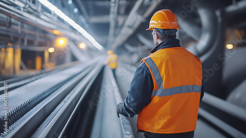 Worker in High-Visibility Vest at Industrial Facility