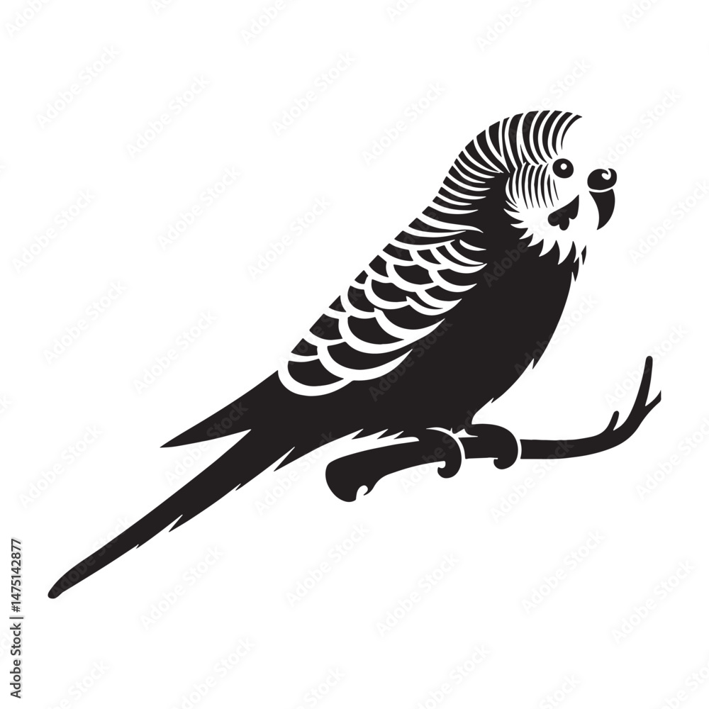 Obraz premium Feathered Elegance in Parakeet silhouette – Parakeet illustration – Minimalist Parakeet vector – Bird silhouette