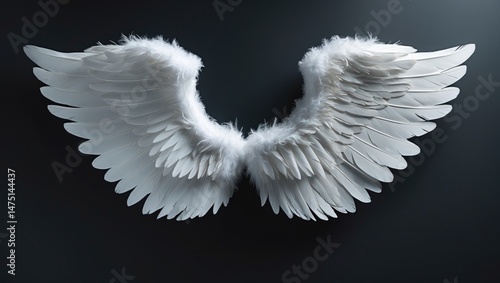White angel wings set against a plain background
