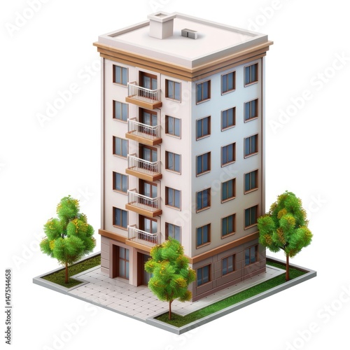 Urban residential high-rise building model.
