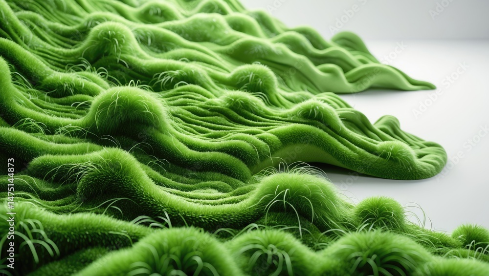 Obraz premium Green hill with moss isolated on a white surface. Total depth of field.