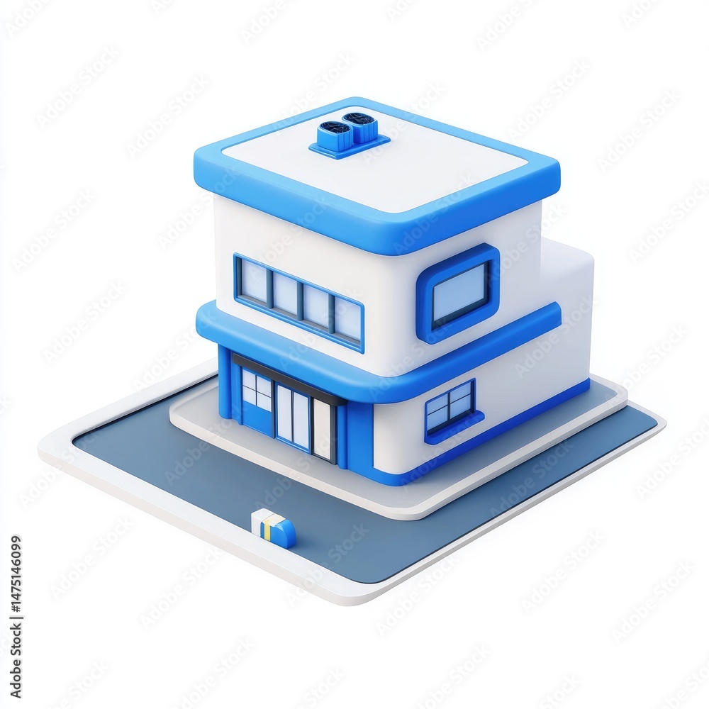 Simplified, stylized representation of a modern retail building. Simplified, stylized representation of a modern retail building.