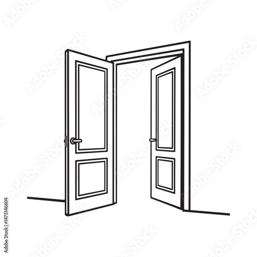 Door Silhouettes – Black and White Architectural Vector 