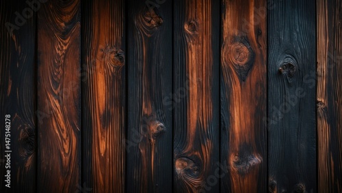 Old-fashioned wooden surface with burnt grain detail
