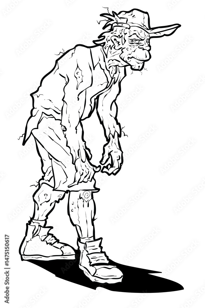 Fototapeta premium Hip-Hop Zombie black and white coloring book