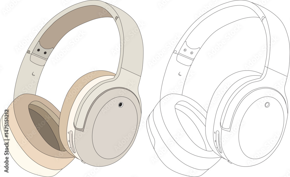 Headphone vector art of Illustrator EPS file
