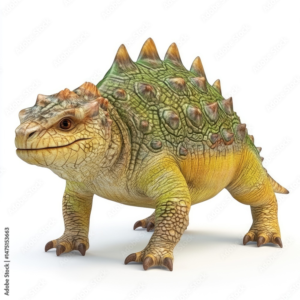 Obraz premium A stylized, prehistoric lizard creature stands alert.