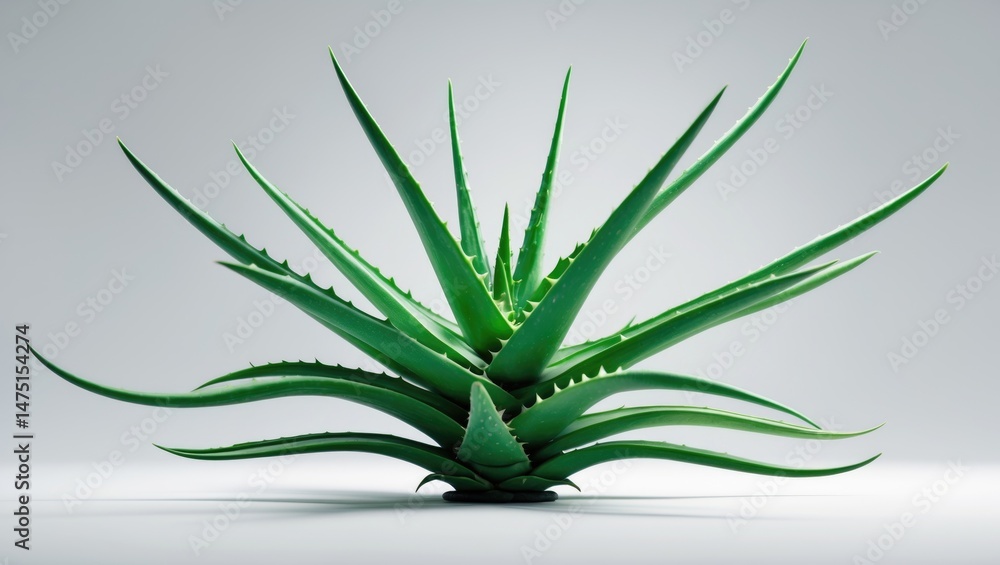 Fototapeta premium Whole aloe vera plant on white background, perfect for natural skincare and herbal medicine