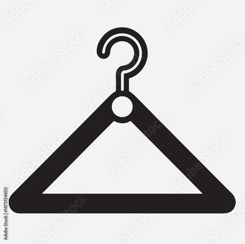 clothes hanger silhouette vector art illustration, hanger isolated on white background