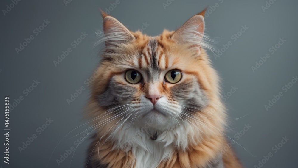 Adorable feline with asymmetric markings and yellow eyes, staring directly at the camera Adorable feline with asymmetric markings and yellow eyes, staring directly at the camera