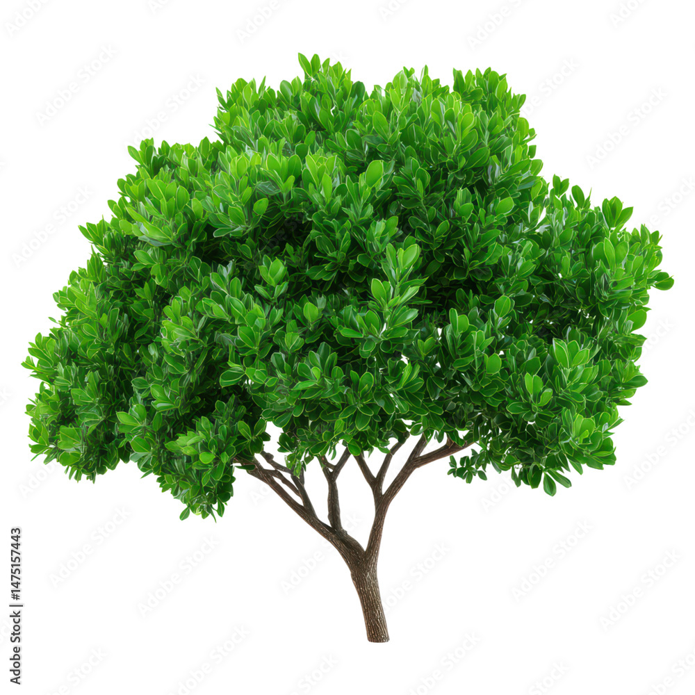 Fototapeta premium Green Foliage Tree with Dense Leaves and Natural Details in High Resolution, isolated on transparent background.