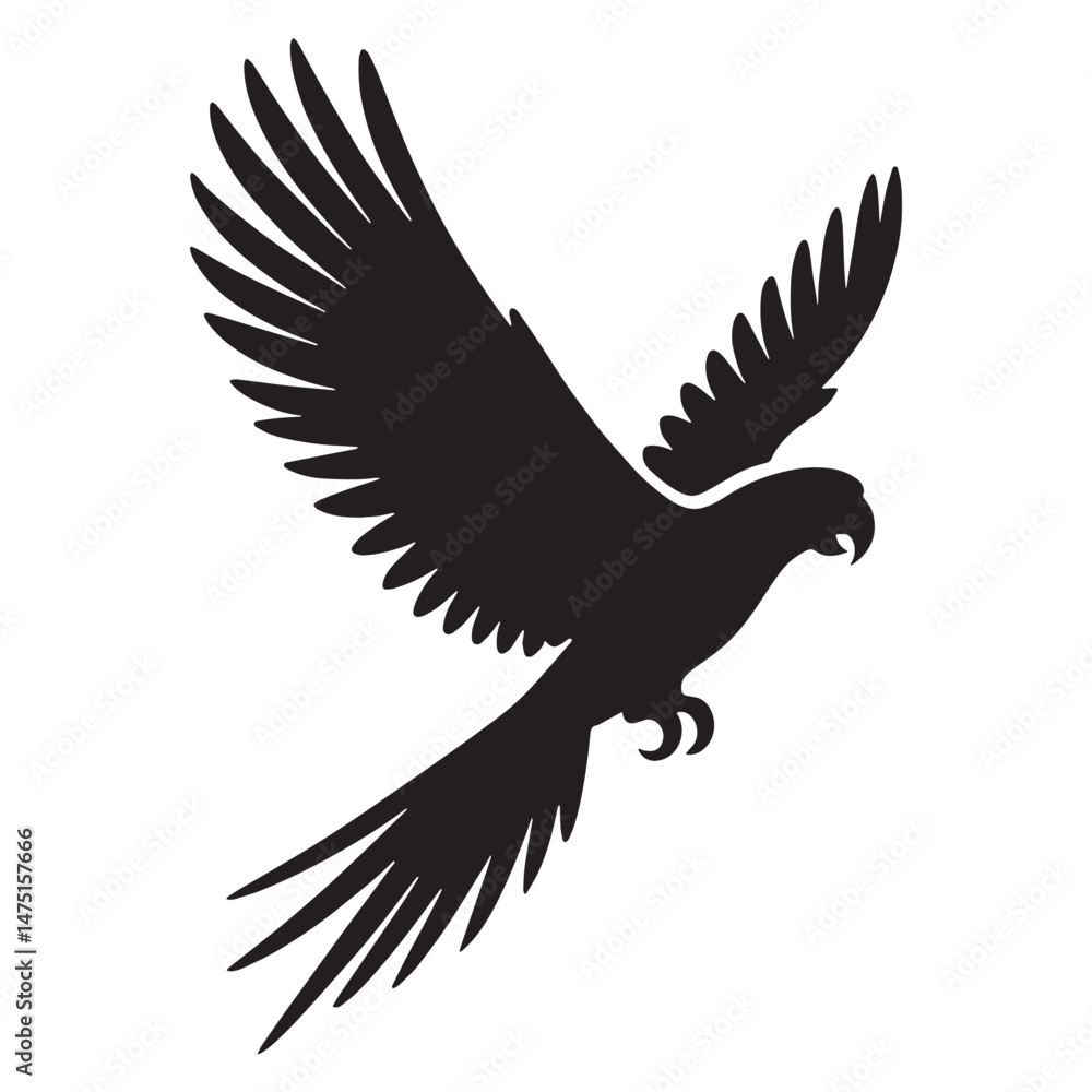 Obraz premium Charming Parrot silhouette with bold colors – Parrot illustration – Minimalist Parrot vector – Bird silhouette