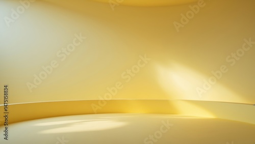 Vibrant minimalist yellow background with subtle shadows and a yellow base for product presentation