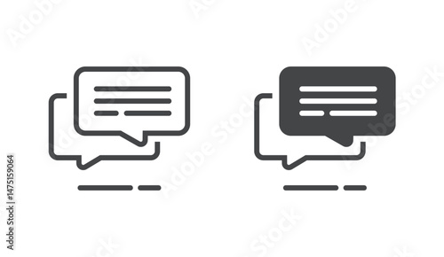 Chat icon logo vector, text message line stroke outline sign symbol silhouette simple pictogram, online communication sms talk label set image clip art 