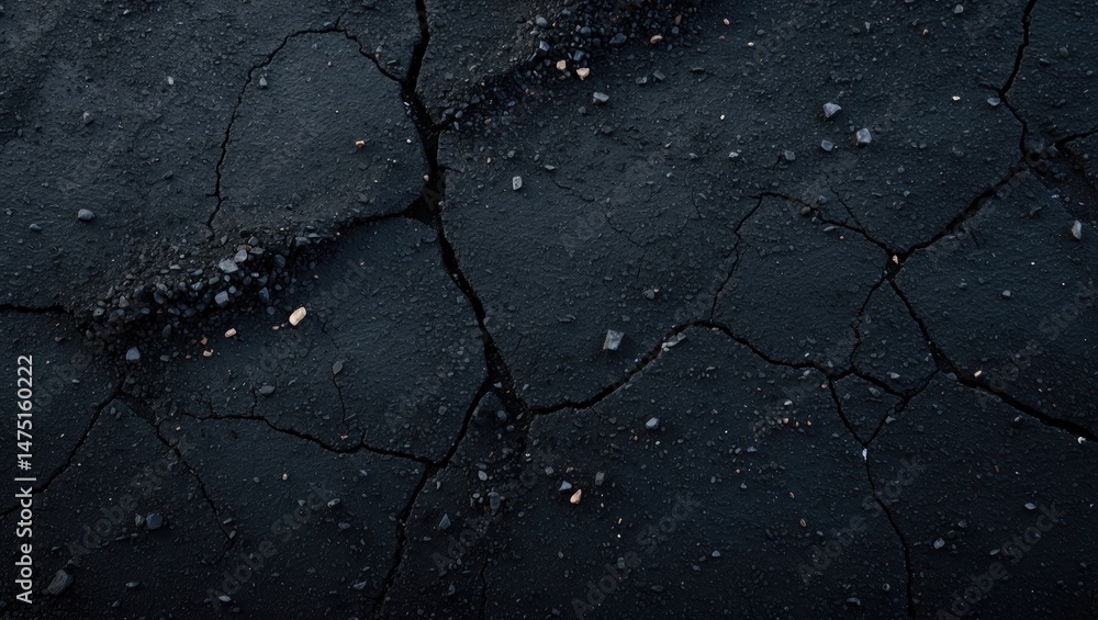 Obraz premium Highway street with grainy asphalt texture and black grunge wall backdrop