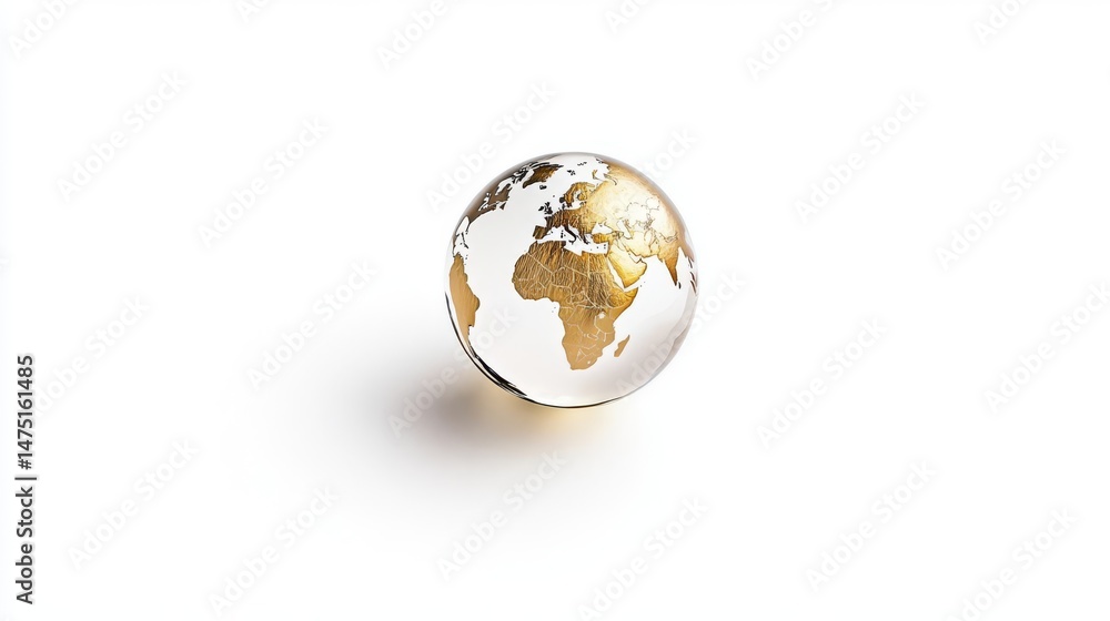 Fototapeta premium A globe with metallic continents symbolizes global connectivity and ecological awareness.