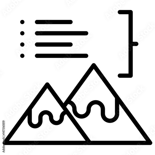 Mountain range with data chart representing geographical terrain analysis