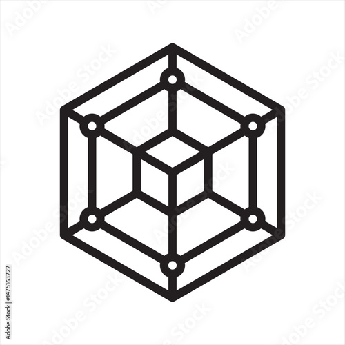 Blockchain technology simple line icon