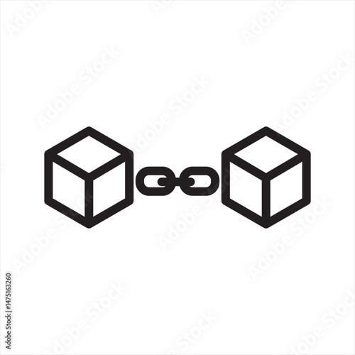 Blockchain technology simple line icon