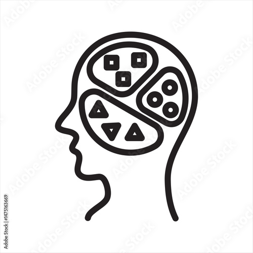 Unsupervised Learning clustering simple line icon