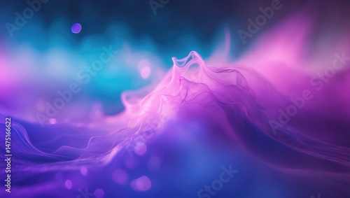 Neon light haze. Lens flare overlay effect. Bokeh luminescent flash. Defocused color particles on dark abstract background.