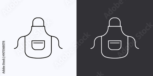 Chef Apron Icon – Vector Outline – Black and White Preview