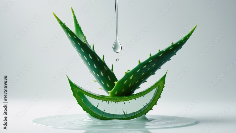 Naklejka premium Stem-derived plant essence droplets isolated on white surface